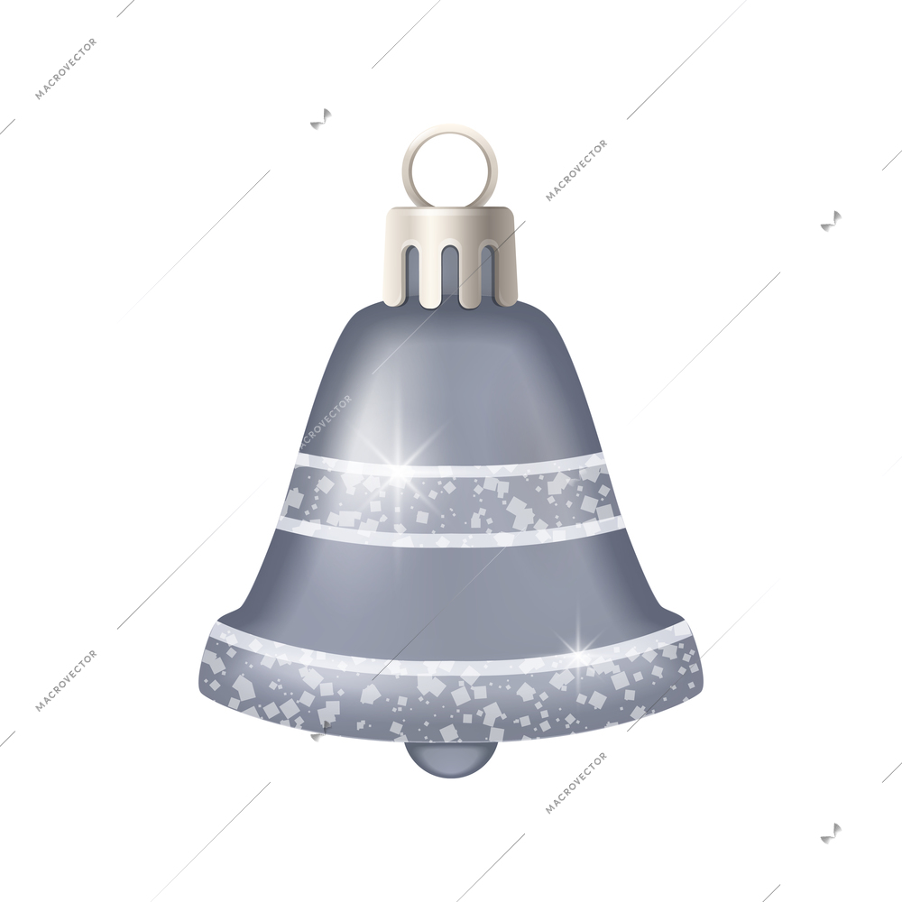 Realistic christmas tree toy composition with bell shaped christmas ornament vector illustration