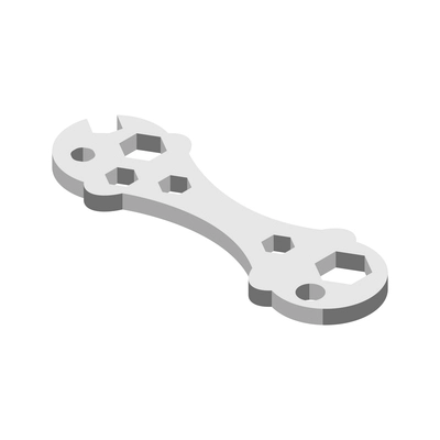 Bicycle service isometric composition with isolated image of multitool wrench on blank background vector illustration