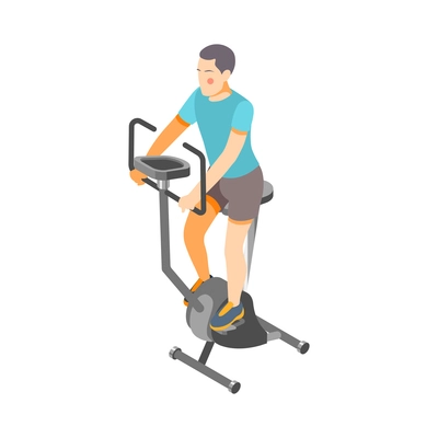 Cardio activity isometric composition with human character in sportswear performing cardio workout vector illustration