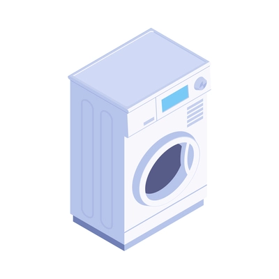 Isometric household appliances composition with isolated image of washing machine vector illustration