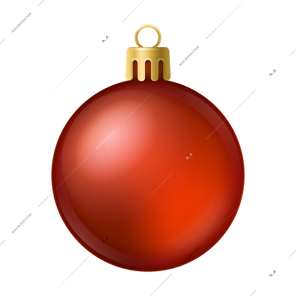 Realistic christmas tree toy composition with ball shaped christmas ornament vector illustration