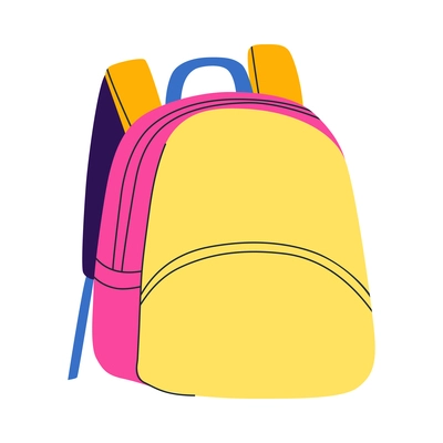 Hand luggage travel bags baggage composition with isolated image of colorful backpack vector illustration