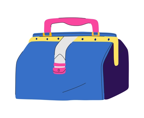 Hand luggage travel bags baggage composition with isolated image of colorful bag vector illustration