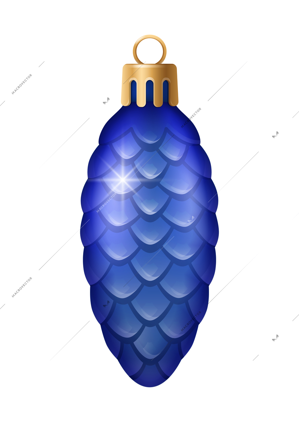 Realistic christmas tree toy composition with cone shaped christmas ornament vector illustration