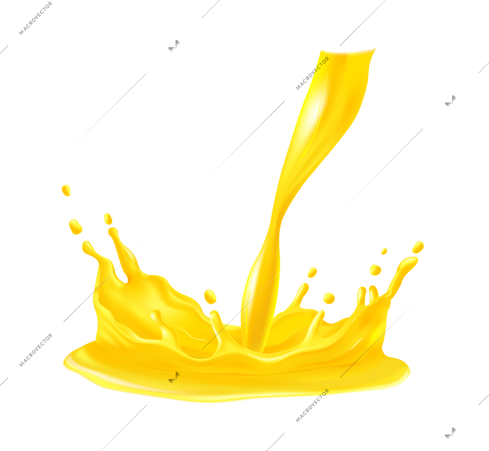 Realistic juice drop splash composition with isolated liquid spot on blank background vector illustration