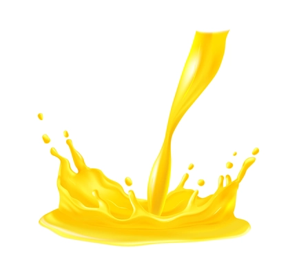 Realistic juice drop splash composition with isolated liquid spot on blank background vector illustration