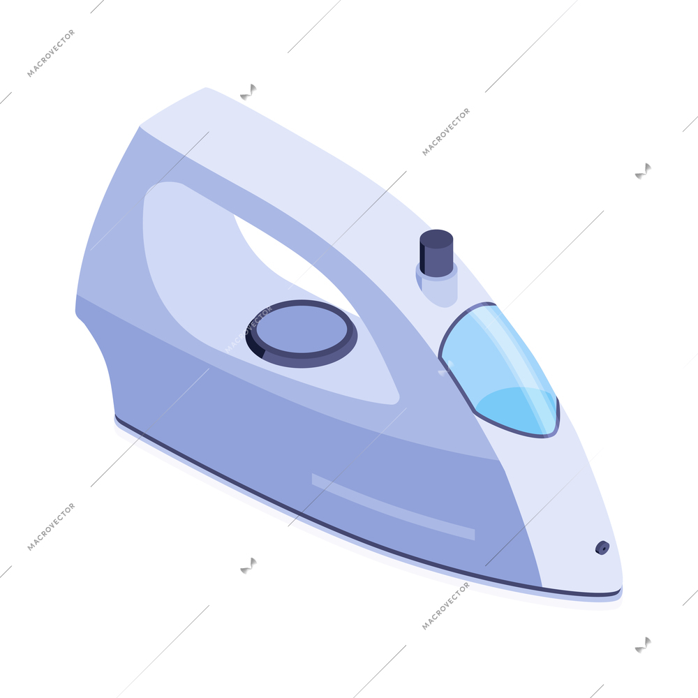 Isometric household appliances composition with isolated image of iron vector illustration