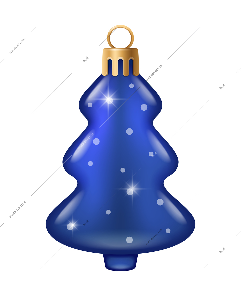 Realistic christmas tree toy composition with new year tree shaped christmas ornament vector illustration