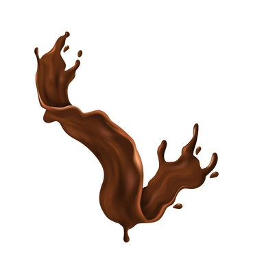 Realistic chocolate drop splash composition with isolated liquid spot on blank background vector illustration