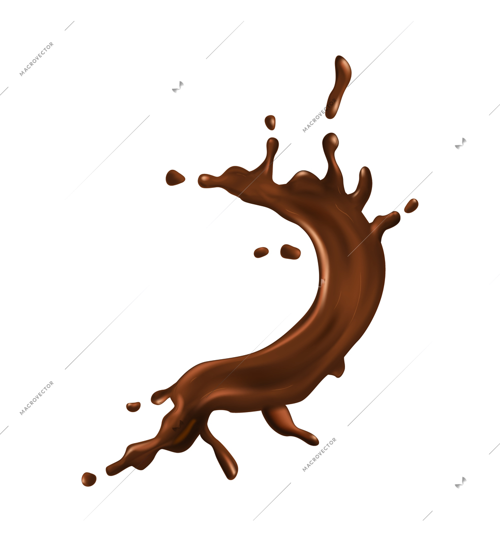 Realistic chocolate drop splash composition with isolated liquid spot on blank background vector illustration