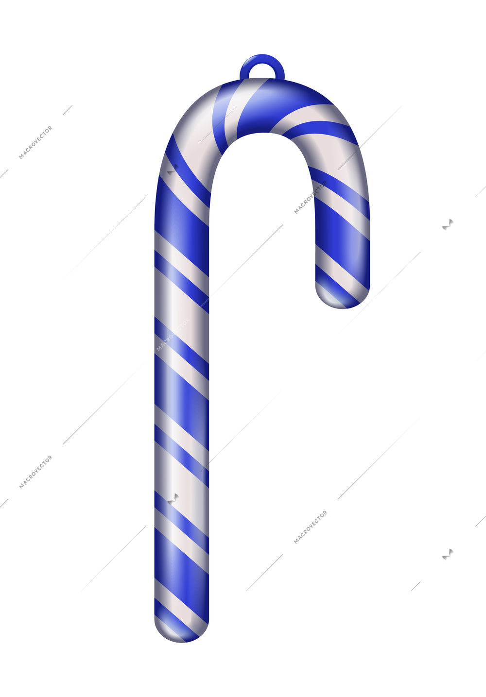 Realistic christmas tree toy composition with sweet candy stick shaped christmas ornament vector illustration
