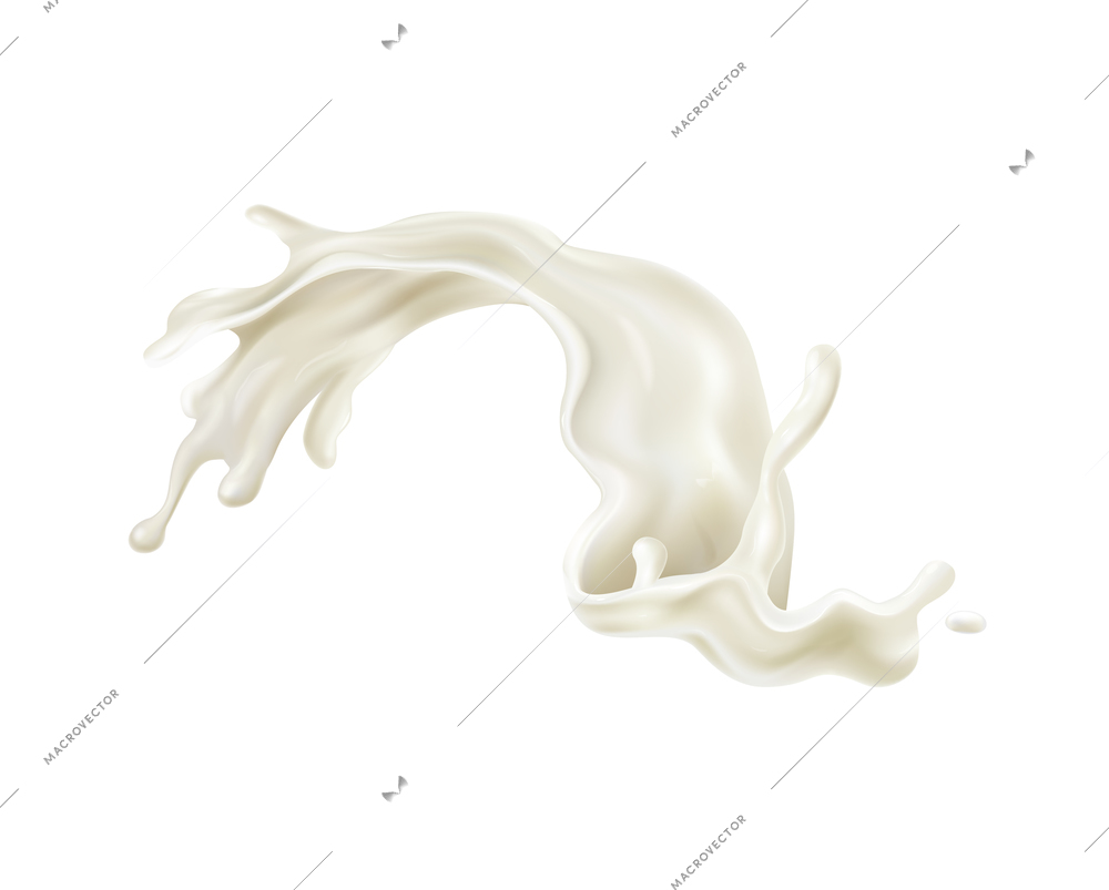 Realistic milk drop splash composition with isolated liquid spot on blank background vector illustration