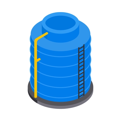 Isometric water purification technology composition with isolated image of water reservoir vector illustration