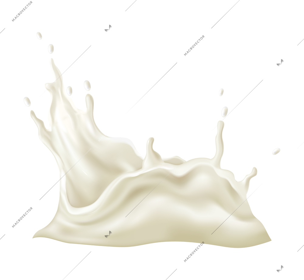 Realistic milk drop splash composition with isolated liquid spot on blank background vector illustration