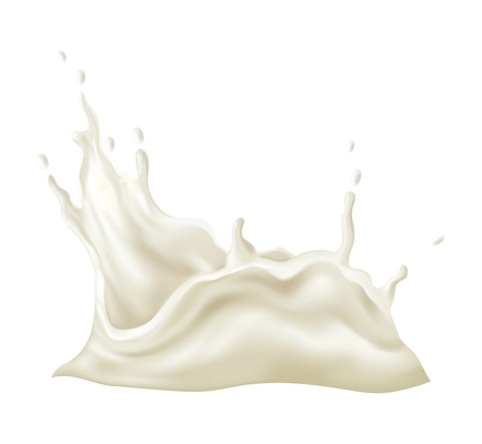 Realistic milk drop splash composition with isolated liquid spot on blank background vector illustration