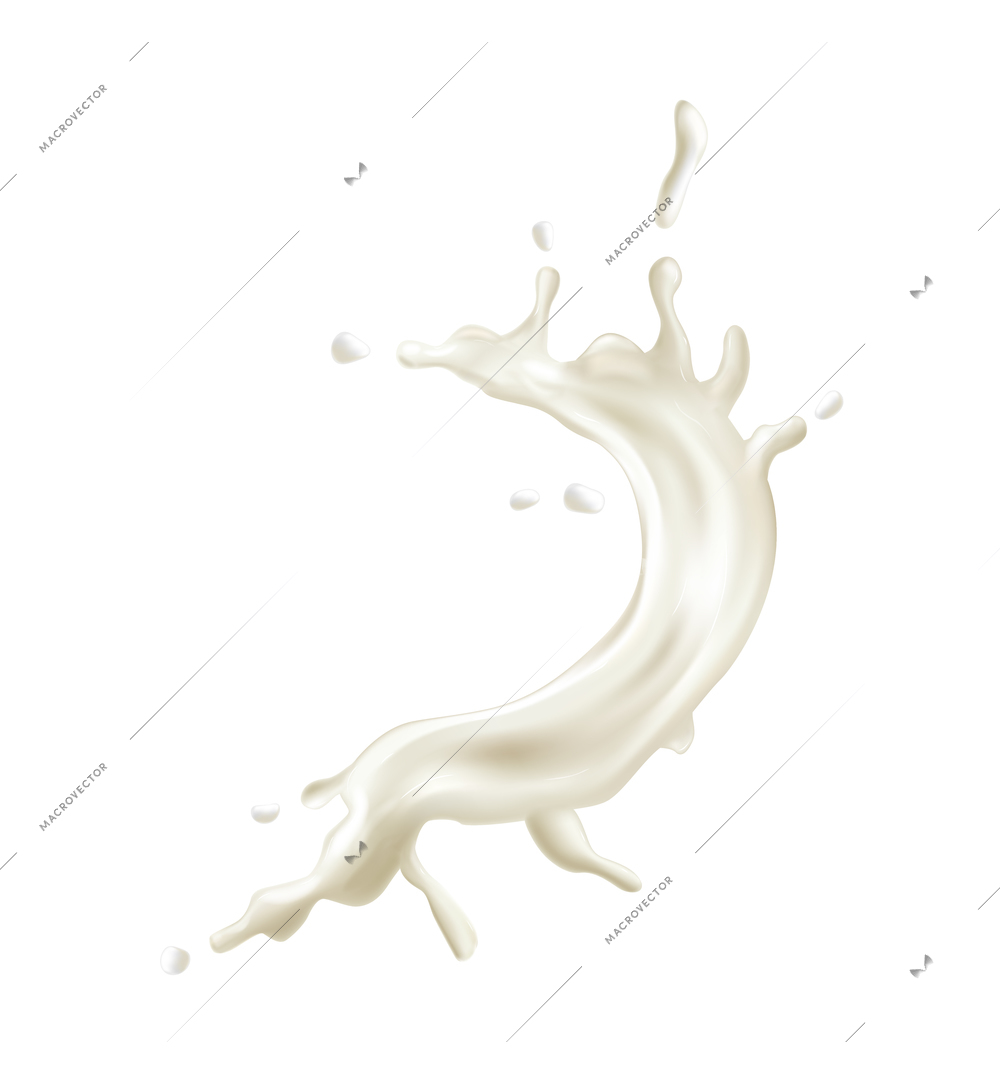 Realistic milk drop splash composition with isolated liquid spot on blank background vector illustration