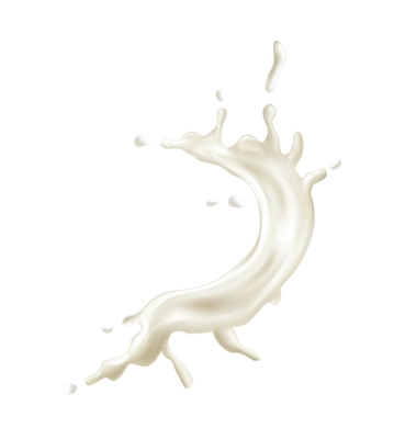 Realistic milk drop splash composition with isolated liquid spot on blank background vector illustration