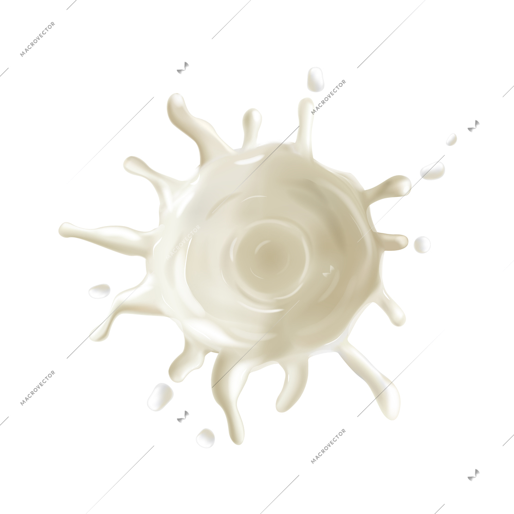 Realistic milk drop splash composition with isolated liquid spot on blank background vector illustration