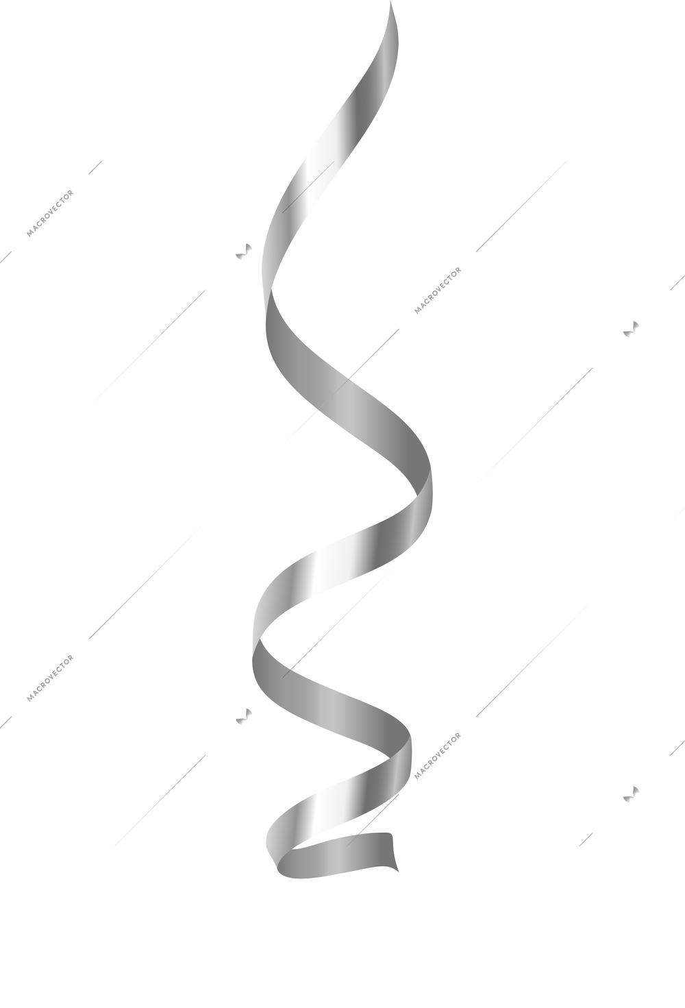 Curled ribbons serpentine realistic composition with isolated image of shiny festive decoration vector illustration