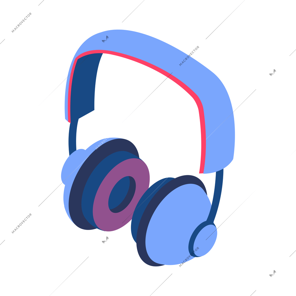 E-sport cybersport isometric composition with isolated image of big gaming headphones vector illustration