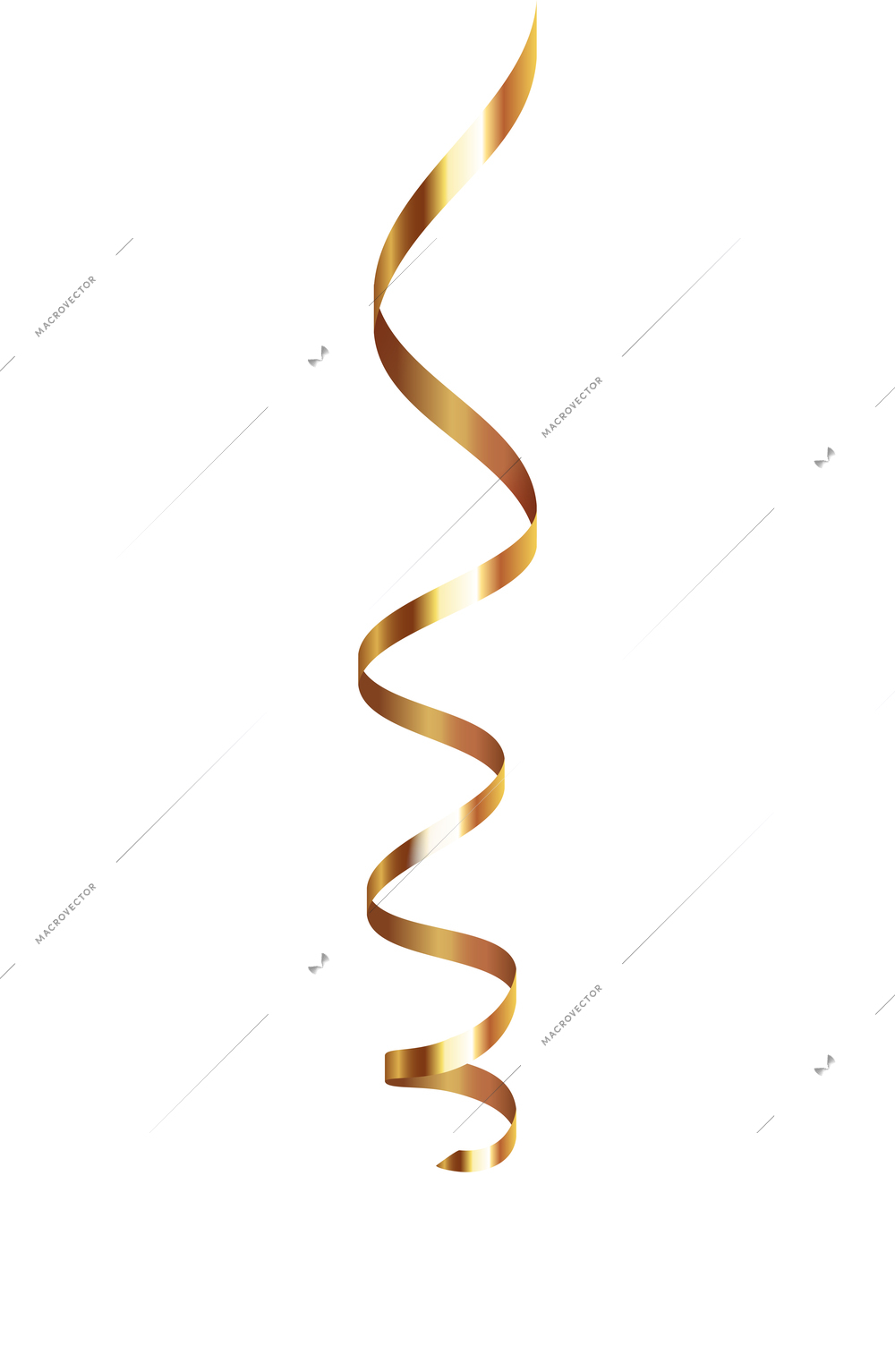 Curled ribbons serpentine realistic composition with isolated image of shiny festive decoration vector illustration