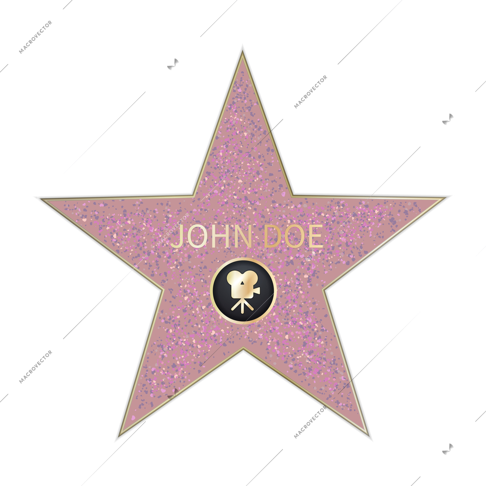 Award medal realistic composition with isolated image of hollywood star with editable name on blank background vector illustration