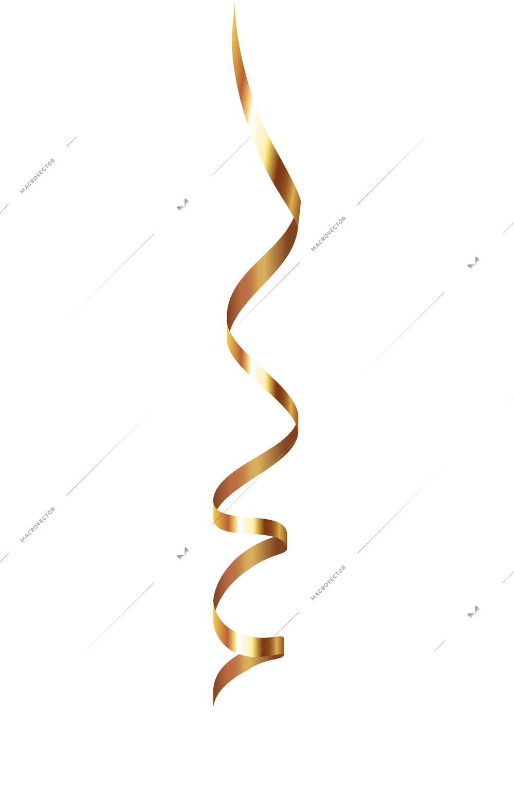 Curled ribbons serpentine realistic composition with isolated image of shiny festive decoration vector illustration