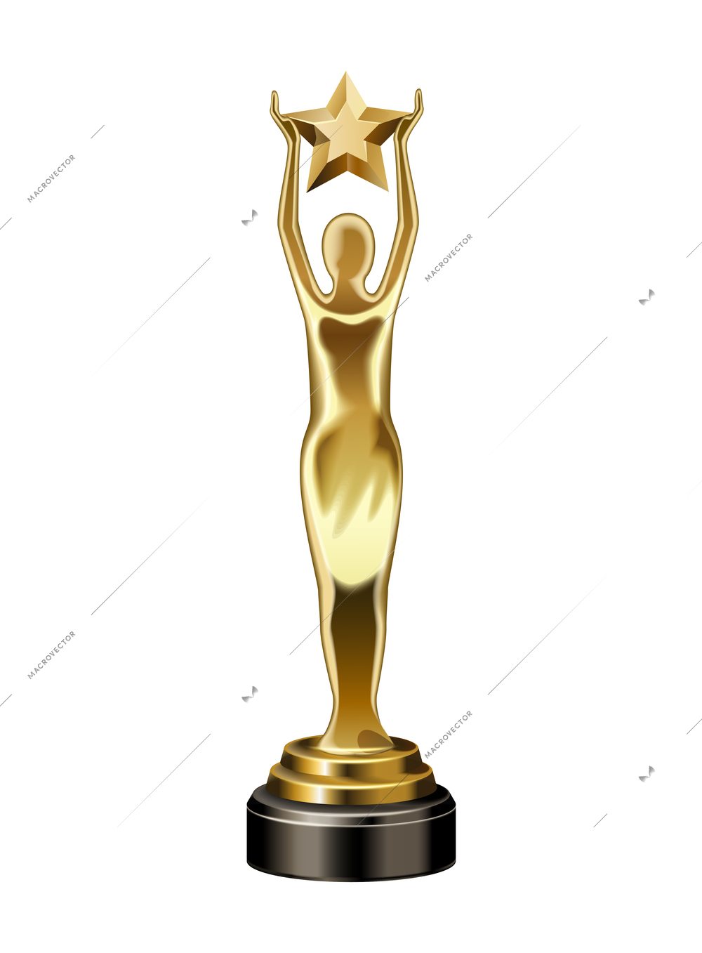 Award medal realistic composition with isolated image of golden statuette prize on blank background vector illustration