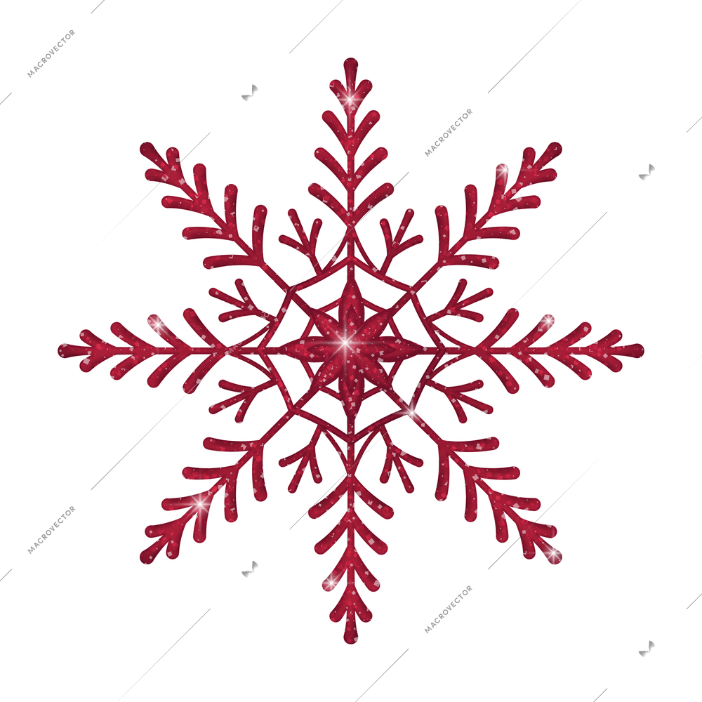 Realistic christmas tree toy composition with snowflake shaped christmas ornament vector illustration