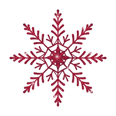 Realistic christmas tree toy composition with snowflake shaped christmas ornament vector illustration