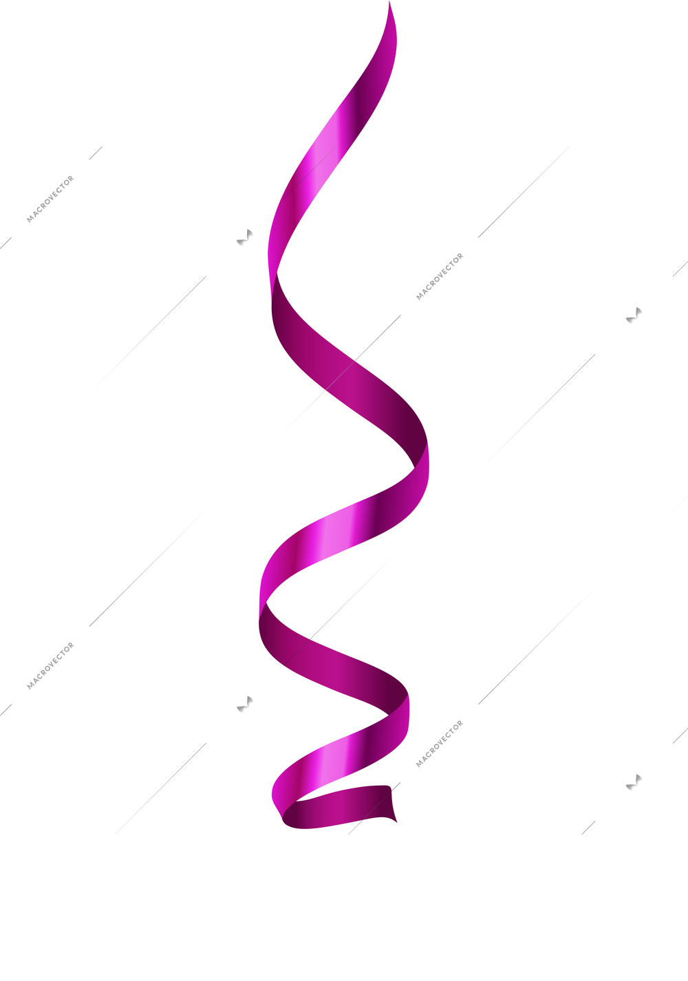 Curled ribbons serpentine realistic composition with isolated image of shiny festive decoration vector illustration