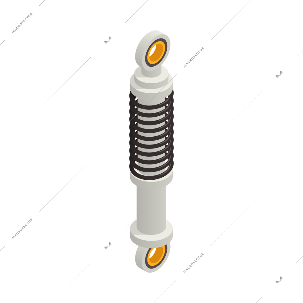 Car auto spare parts isometric composition with isolated image of damping unit vector illustration