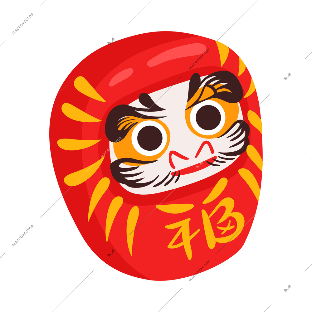 Isometric japan travel tourism composition with isolated image of daruma doll on blank background vector illustration