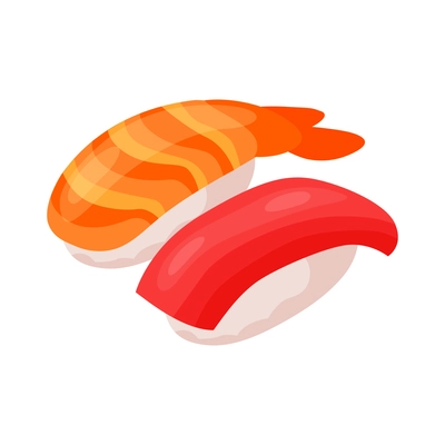 Isometric japan travel tourism composition with isolated images of sushi pieces on blank background vector illustration