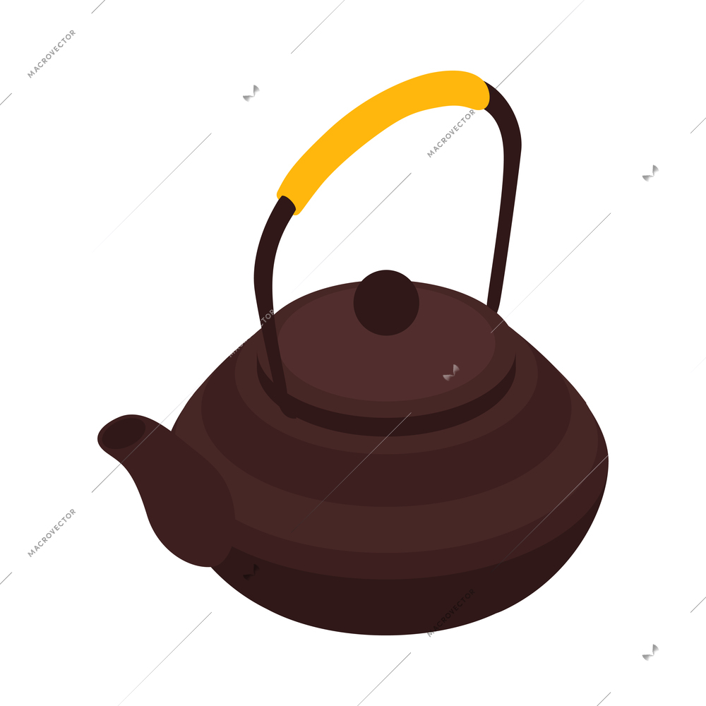 Isometric japan travel tourism composition with isolated image of teapot with handle on blank background vector illustration