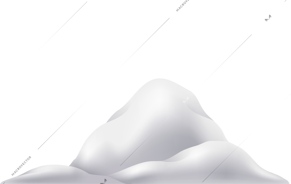 Snow caps snowballs snowdrifts realistic composition with isolated image on blank background vector illustration