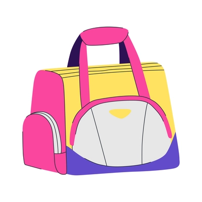 Hand luggage travel bags baggage composition with isolated image of colorful bag vector illustration