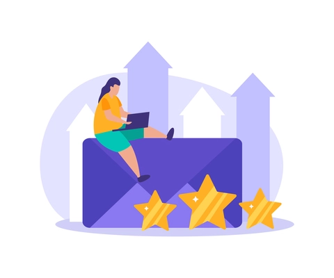 Business gamification flat composition with doodle people reaching goals and getting reward with conceptual icons vector illustration