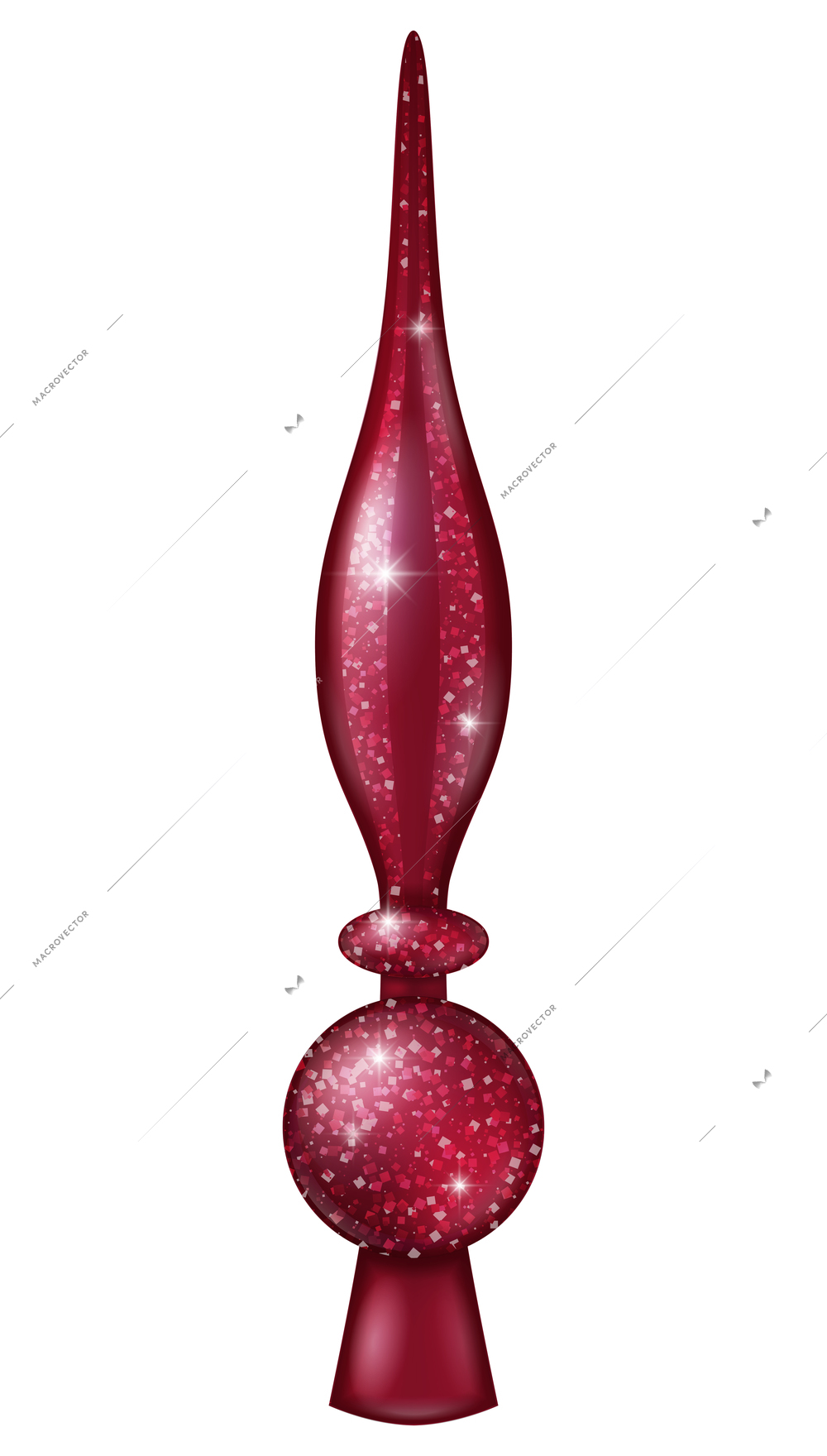 Realistic christmas tree toy composition with top christmas ornament vector illustration