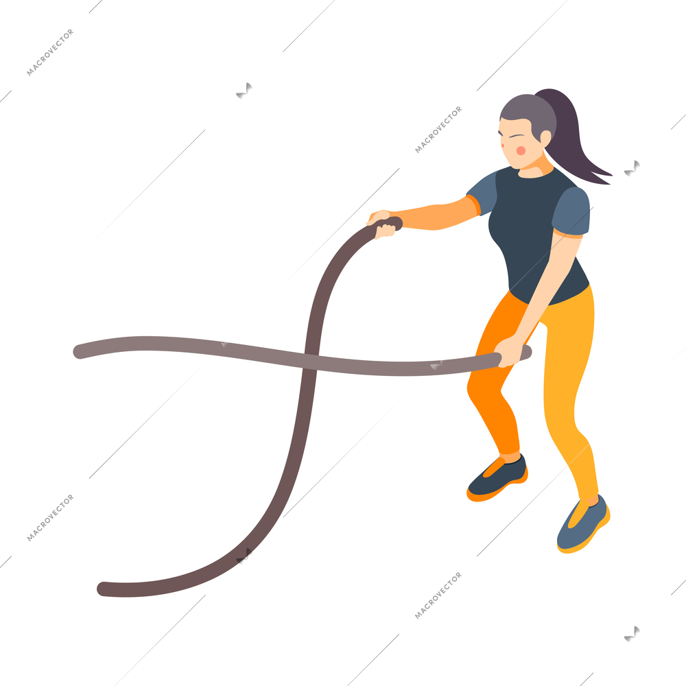 Cardio activity isometric composition with human character in sportswear performing cardio workout vector illustration