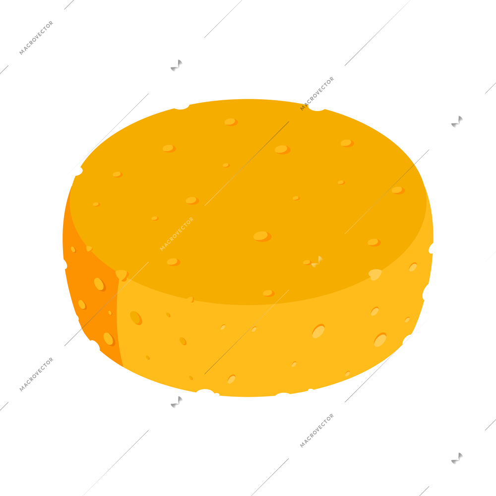 Isometric cleaning housework composition with isolated image of circle sponge on blank background vector illustration