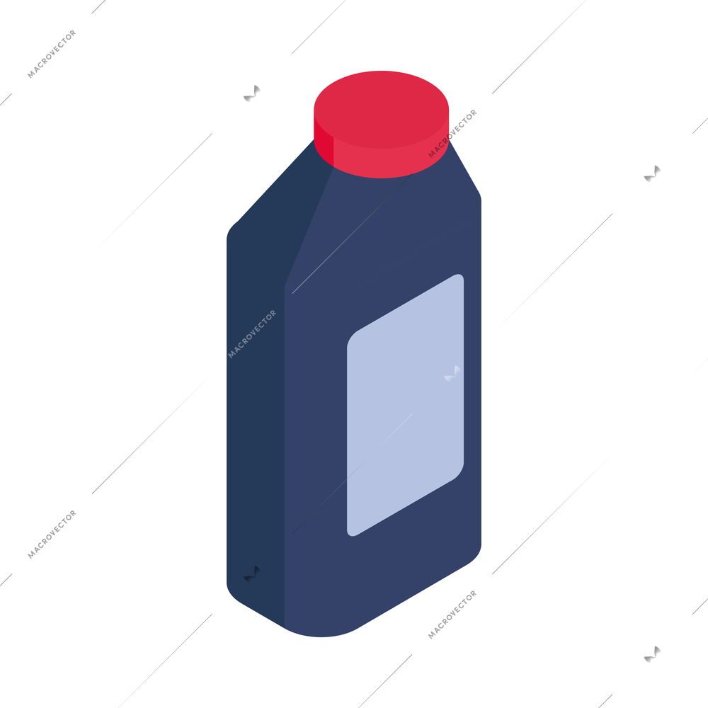 Isometric cleaning housework composition with isolated image of plastic bottle of detergent vector illustration