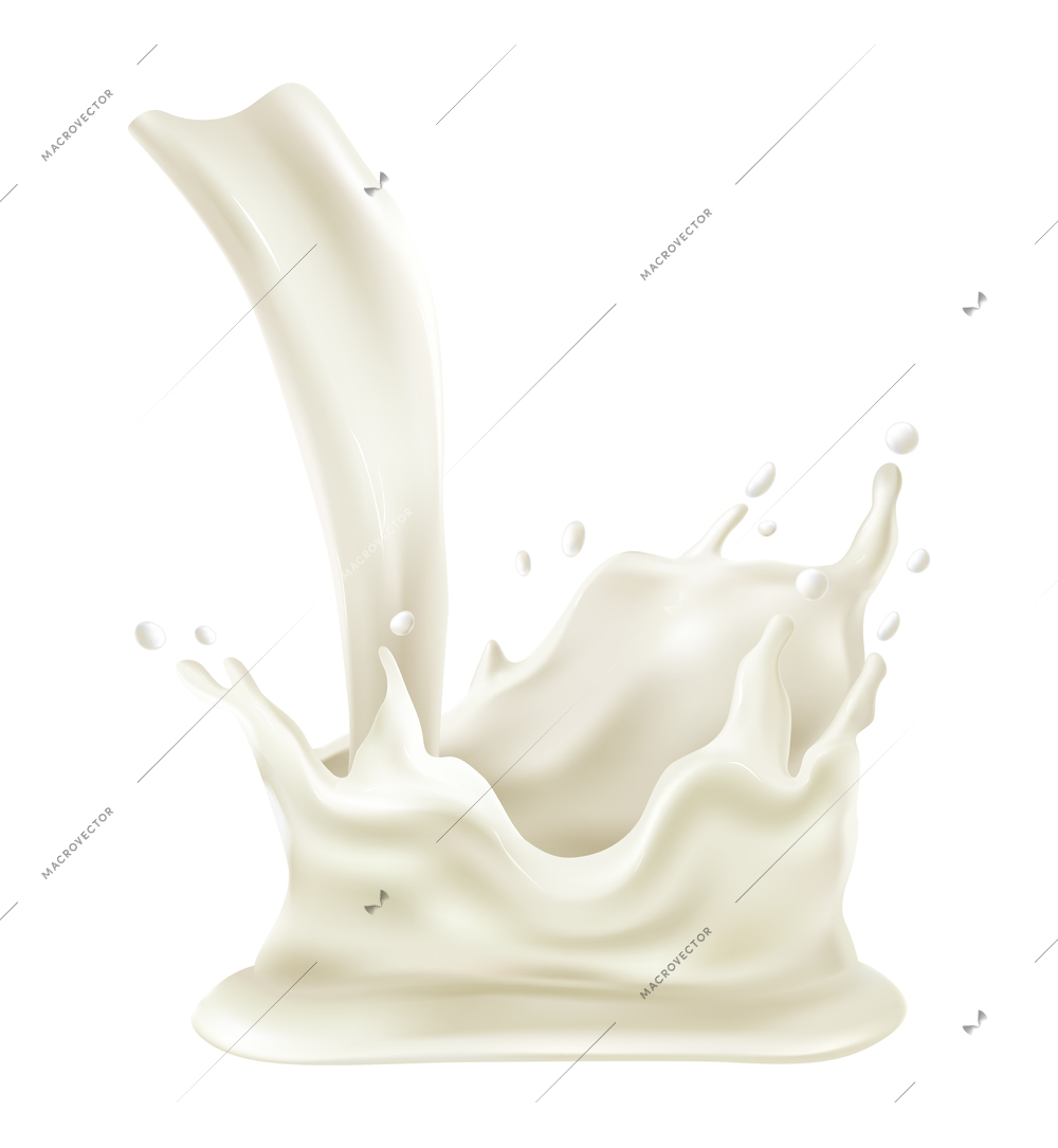 Realistic milk drop splash composition with isolated liquid spot on blank background vector illustration