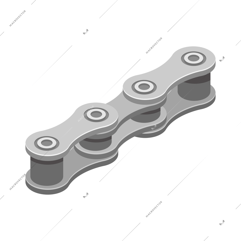 Bicycle service isometric composition with isolated image of multiple chain links on blank background vector illustration