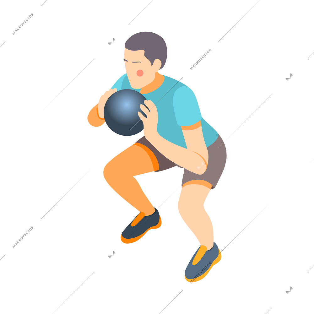 Cardio activity isometric composition with human character in sportswear performing cardio workout vector illustration