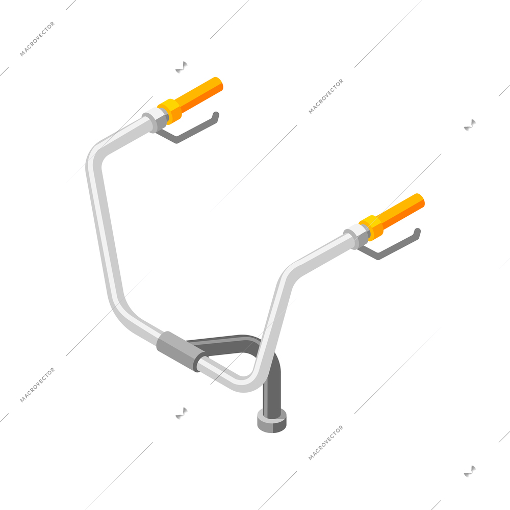 Bicycle service isometric composition with isolated image of handle bar on blank background vector illustration