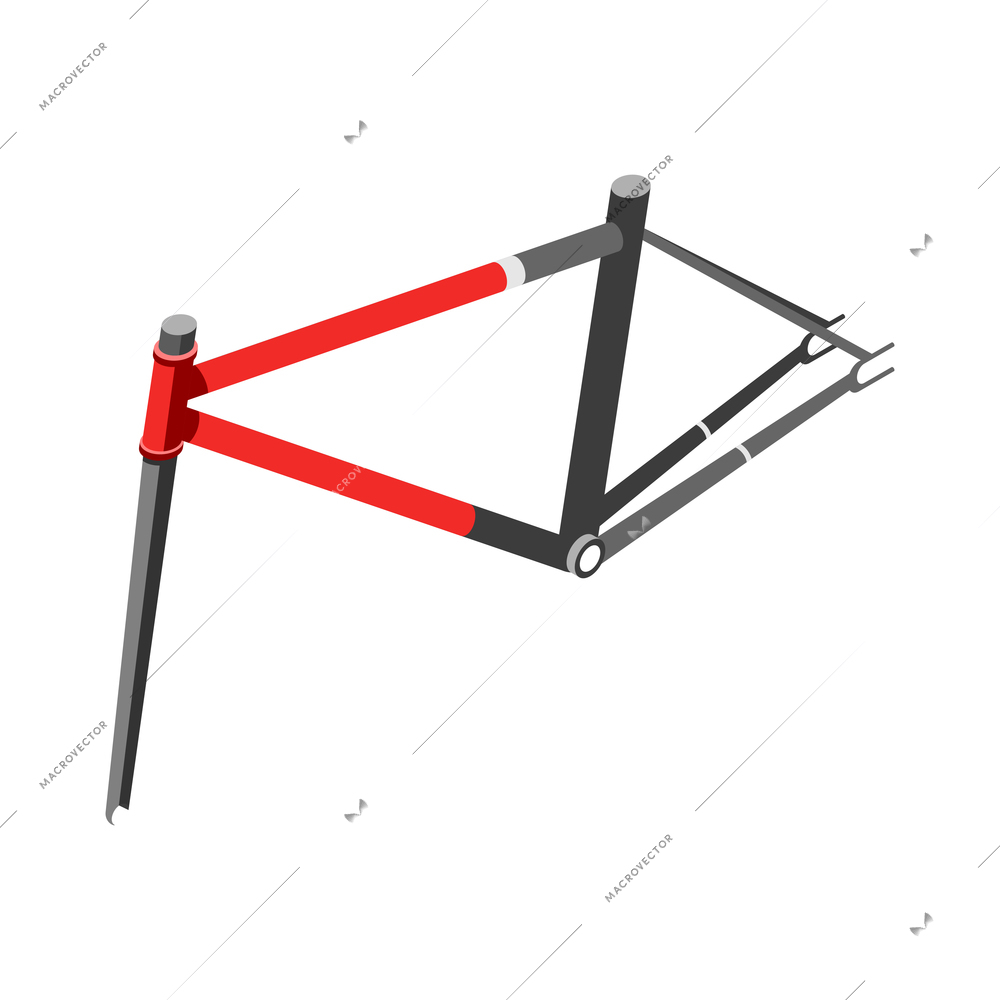 Bicycle service isometric composition with isolated image of frame on blank background vector illustration