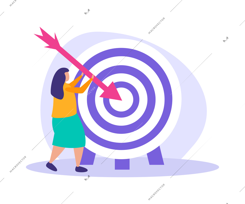 Business gamification flat composition with doodle people reaching goals and getting reward with conceptual icons vector illustration