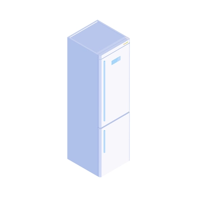 Isometric household appliances composition with isolated image of fridge vector illustration