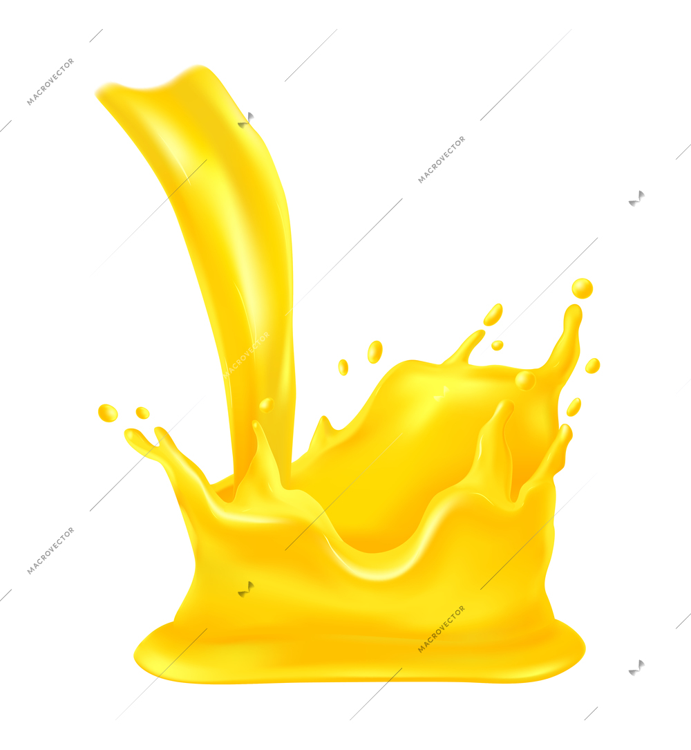 Realistic juice drop splash composition with isolated liquid spot on blank background vector illustration